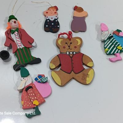 Vintage Wooden ornaments hand painted