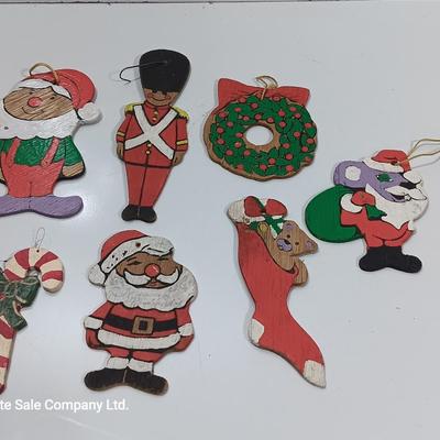 Vintage hand painted wooden ornaments