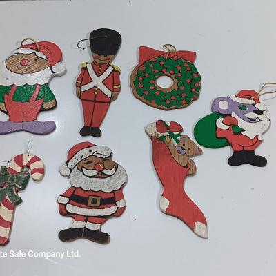 Vintage hand painted wooden ornaments
