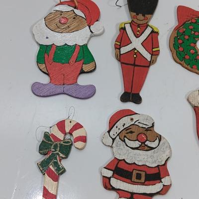 Vintage hand painted wooden ornaments