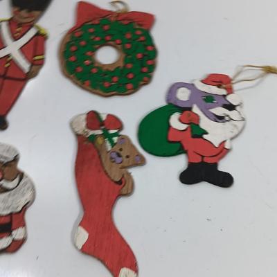 Vintage hand painted wooden ornaments