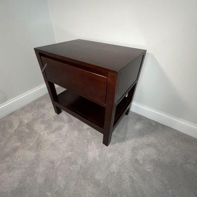 101 Pair of Modern JC Penny Single Drawer Mahogany Style Night Stands