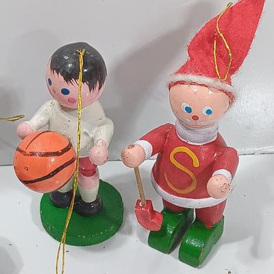 More little wooden ornaments - bear - snowman - basketball player and more