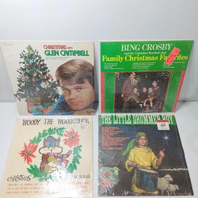 Christmas music on Record LP'S - Bing Crosby - Glan Campbell - Woody the Woodchuck