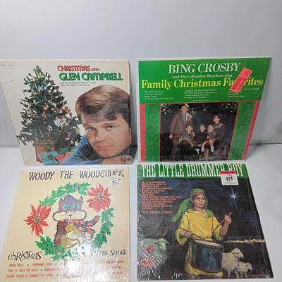 Christmas music on Record LP'S - Bing Crosby - Glan Campbell - Woody the Woodchuck
