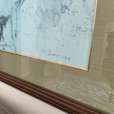 106 Egret Watercolor Mounted on Silk Matt Wall Decor