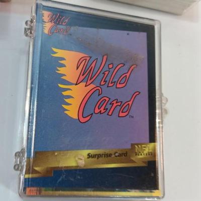 Football cards in plastic cases