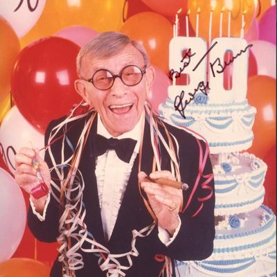 George Burns signed 90th Birthday party signed photo