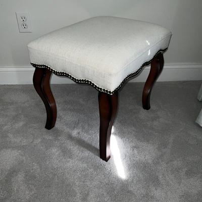 108 Tack Studded Linen Upholstered Wooden Stool