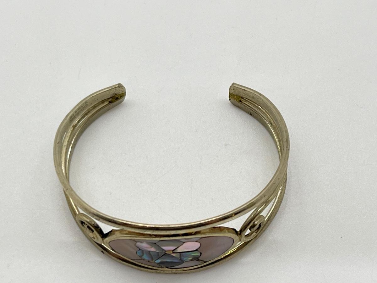 LOT 205: Vintage Alpaca Mexico Silver Open Cuff Bracelet with