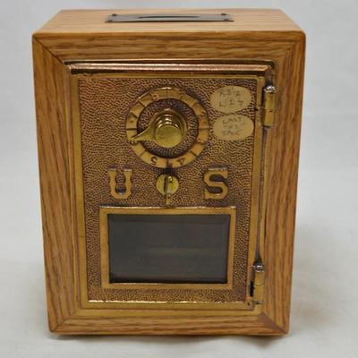 Vintage Brass Mail Box Bank with Combination, Working 7x5x3.5