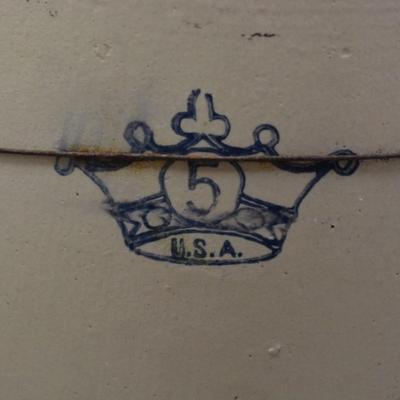 Antique 5 Gallon Robinson Ransbottom Blue Crown Crock 16x12