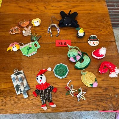 Plastic cross stitch magnets/ ornaments