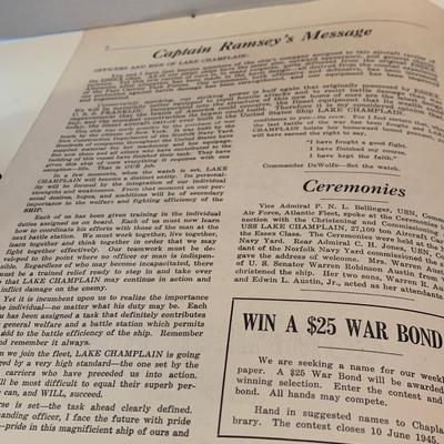 1945 USS Lake Champlain WWII Commission Issue Vol.1 #1
