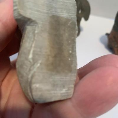 Antique Cast Metal And Polished Stone Westerns Eskimo Collectibles Lot