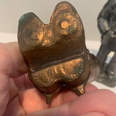 Antique Cast Metal And Polished Stone Westerns Eskimo Collectibles Lot