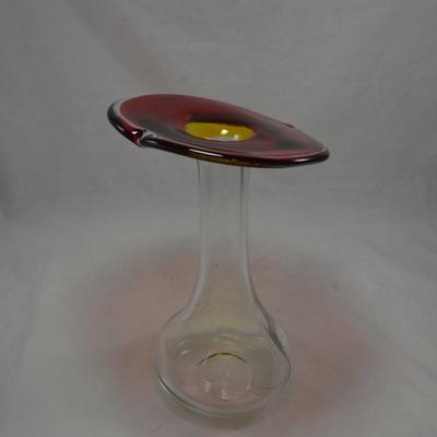Vintage Art Glass Jack In The Pulpit Vase 11.75x8