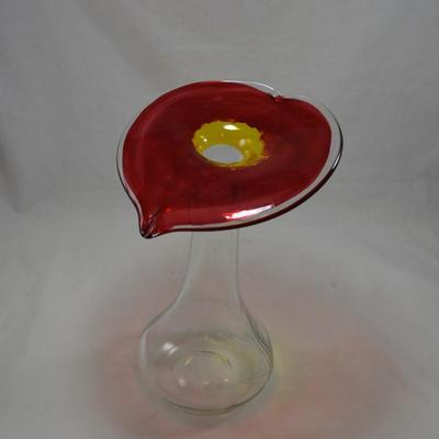 Vintage Art Glass Jack In The Pulpit Vase 11.75x8