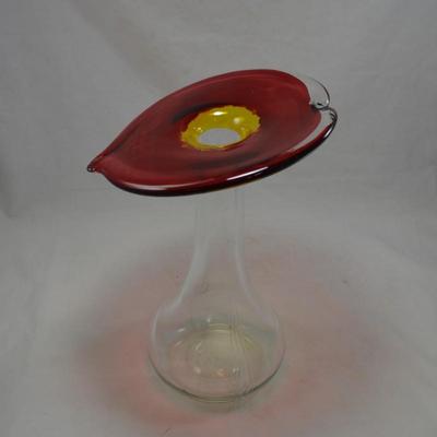 Vintage Art Glass Jack In The Pulpit Vase 11.75x8