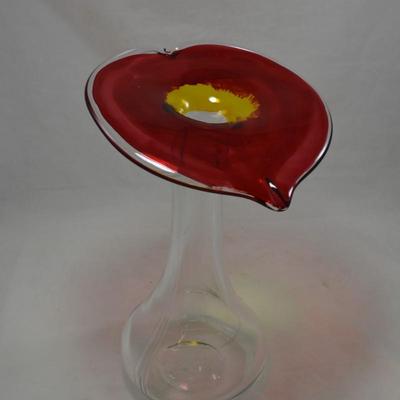 Vintage Art Glass Jack In The Pulpit Vase 11.75x8