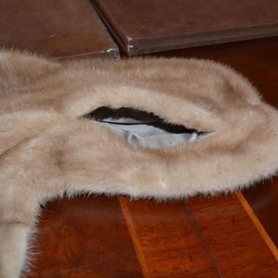 Vintage Tan Mink Stole, Monogrammed  Size Medium