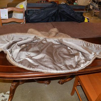 Vintage Tan Mink Stole, Monogrammed  Size Medium