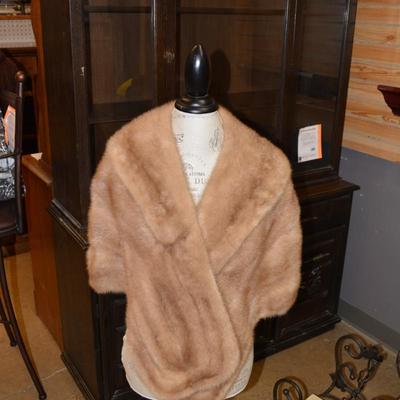 Vintage Tan Mink Stole, Monogrammed  Size Medium
