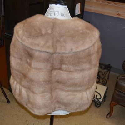 Vintage Tan Mink Stole, Monogrammed  Size Medium