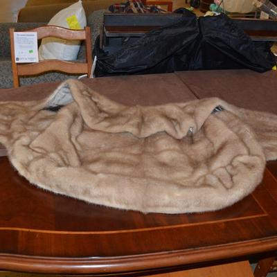 Vintage Tan Mink Stole, Monogrammed  Size Medium
