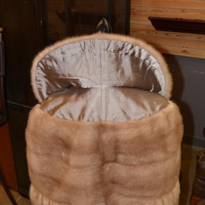 Vintage Tan Mink Stole, Monogrammed  Size Medium