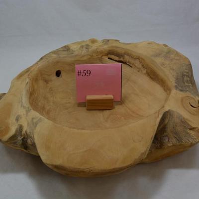 Vintage Handmade Oak Bowl, Heavy! 16x4