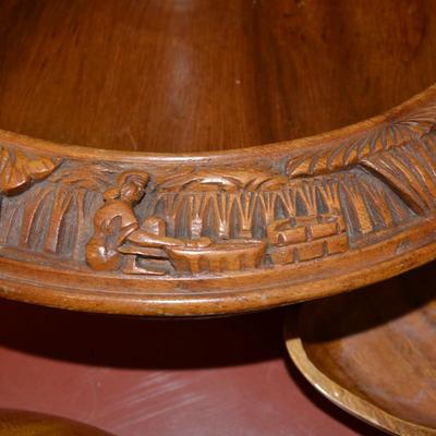 Vintage Monkey Pod 3 Tier Lazy Susan Condiment Stand 17x16
