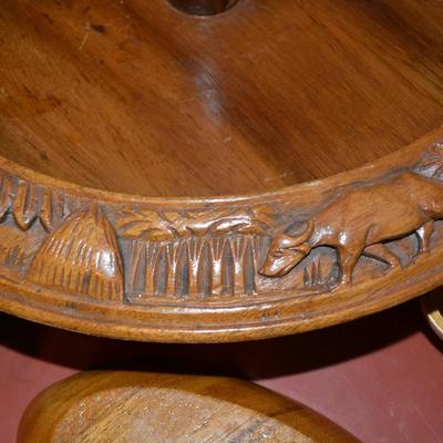 Vintage Monkey Pod 3 Tier Lazy Susan Condiment Stand 17x16
