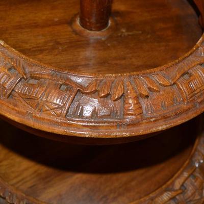 Vintage Monkey Pod 3 Tier Lazy Susan Condiment Stand 17x16
