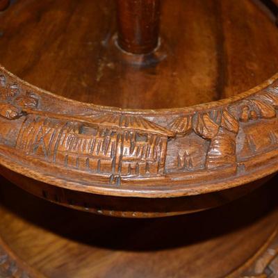 Vintage Monkey Pod 3 Tier Lazy Susan Condiment Stand 17x16