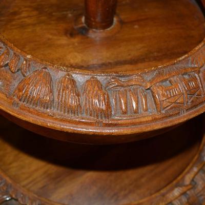 Vintage Monkey Pod 3 Tier Lazy Susan Condiment Stand 17x16