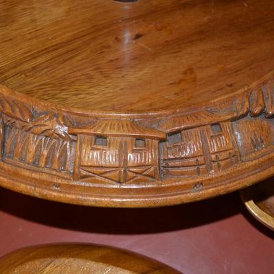Vintage Monkey Pod 3 Tier Lazy Susan Condiment Stand 17x16
