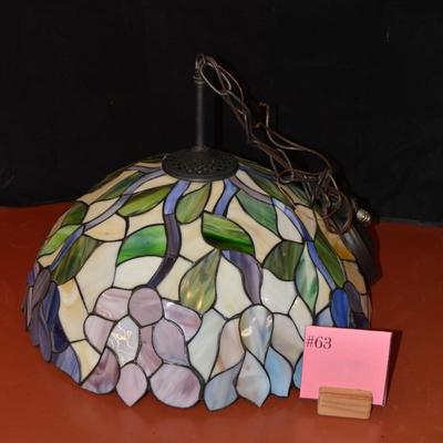 16x8 Tiffany Style Stained Glass Hanging Ceiling Light, Wiring Intact