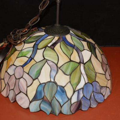 16x8 Tiffany Style Stained Glass Hanging Ceiling Light, Wiring Intact