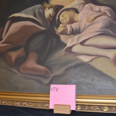 Sleeping Children Original Oil on Canvas, Signed 31.25x23.5