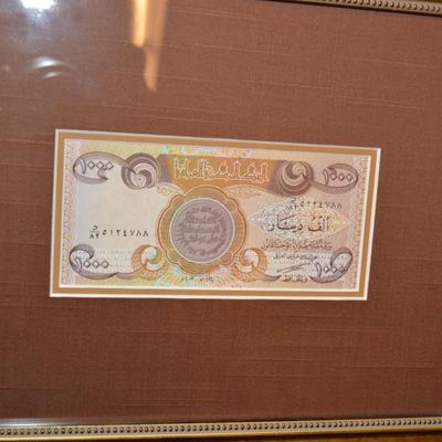 Framed/Matted Central Bank of Iraq 1000 Dinars Note 12.25x10.25