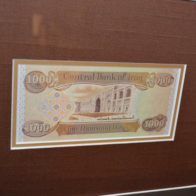 Framed/Matted Central Bank of Iraq 1000 Dinars Note 12.25x10.25
