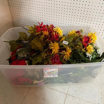 Tote of artificial flowers