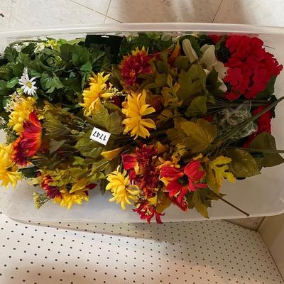 Tote of artificial flowers