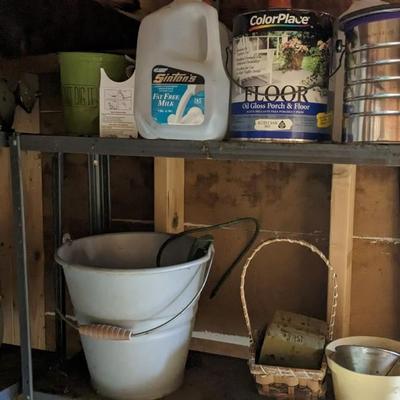 Metal Shelves and Contents