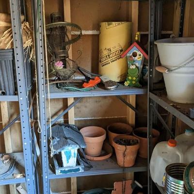 Metal Shelves and Contents