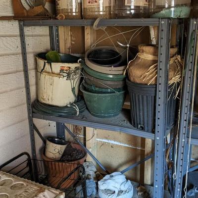 Metal Shelves and Contents