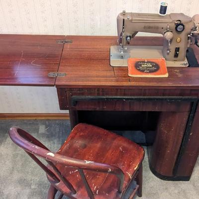 Art Deco Sewing Table w/ Singer 306 Machine