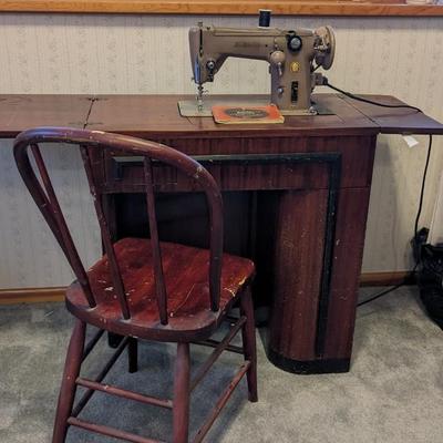 Art Deco Sewing Table w/ Singer 306 Machine