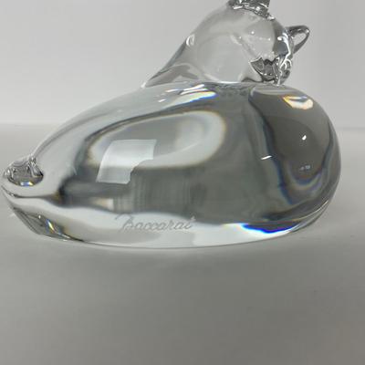 -16- BACCARAT | France Marked & Signed | Clear Crystal Reclining Cat